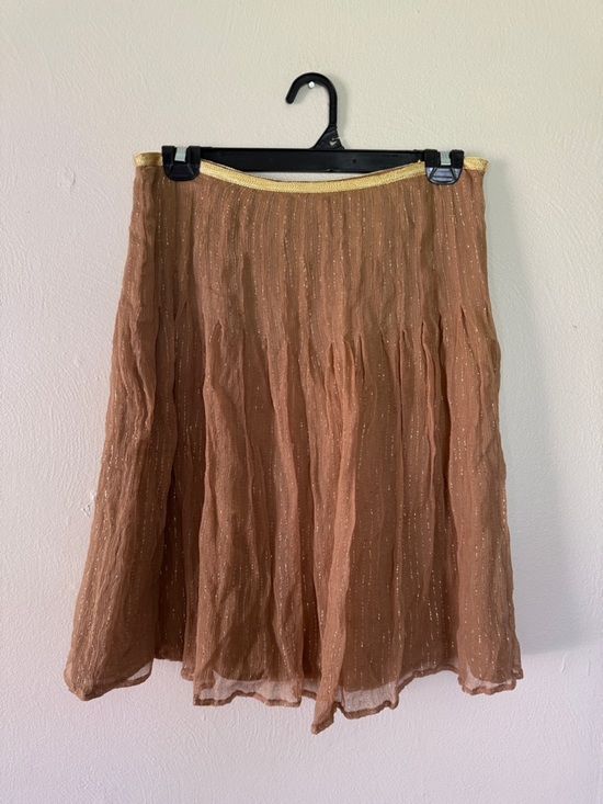 Allison Taylor Dresses & Skirts - Allison Taylor Bronze-Brown A-Line Skirt with Gold Waist Trim